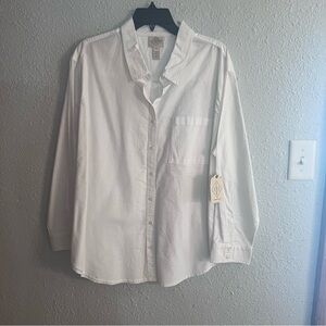 St. John's Bay Women’s Classic White Casual Button Down Shirt